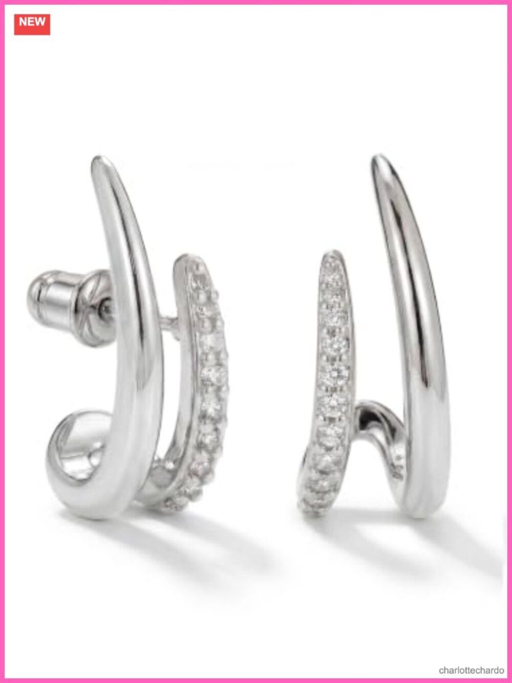 14K White Gold Plated Stud Earrings Hypoallergenic Cubic Zirconia